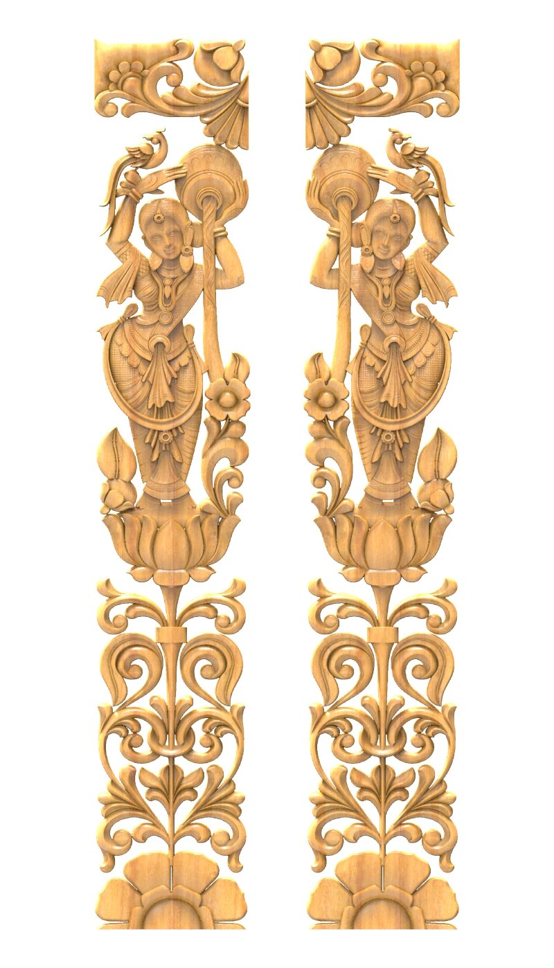 JK RARE COLLECTION - PAGE-09 Traditional Indian Temple Dancer Pillar Relief 3D Model